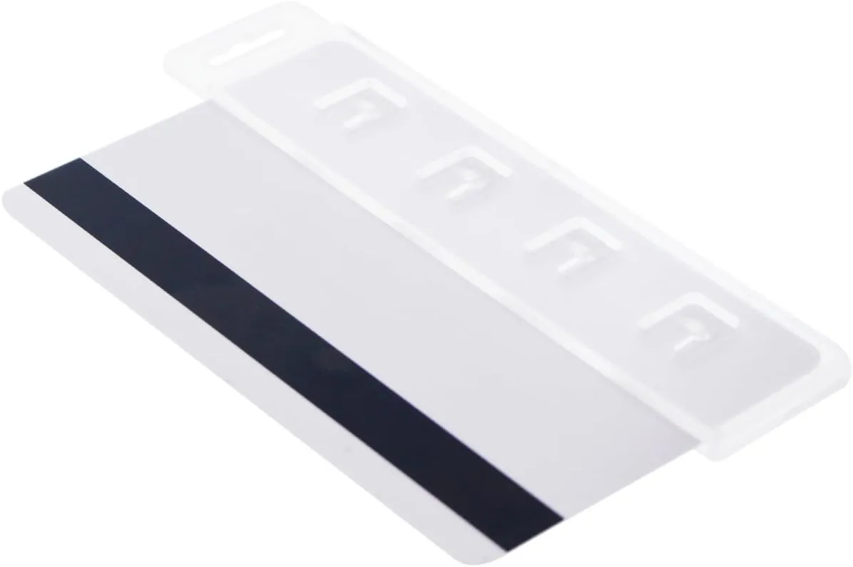 10 Pack - Rigid Vertical Half Card Swipe Badge Holder - Hard Plastic Clear Leaves Mag Stripe Exposed for Easy Swiping Access to Magnetic Strips on POS ID's & Credit Cards by Specialist ID
