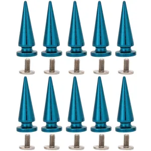 10 Set 10 * 26 mm Copper Bullet Rivet Metal Stud, with Metallic Screw Set, Cone Spikes Screwback Studs for DIY Leather Craft Bag Shoe/Leather Clothes/Leather Bags/Jeans/Canvas(Blue)