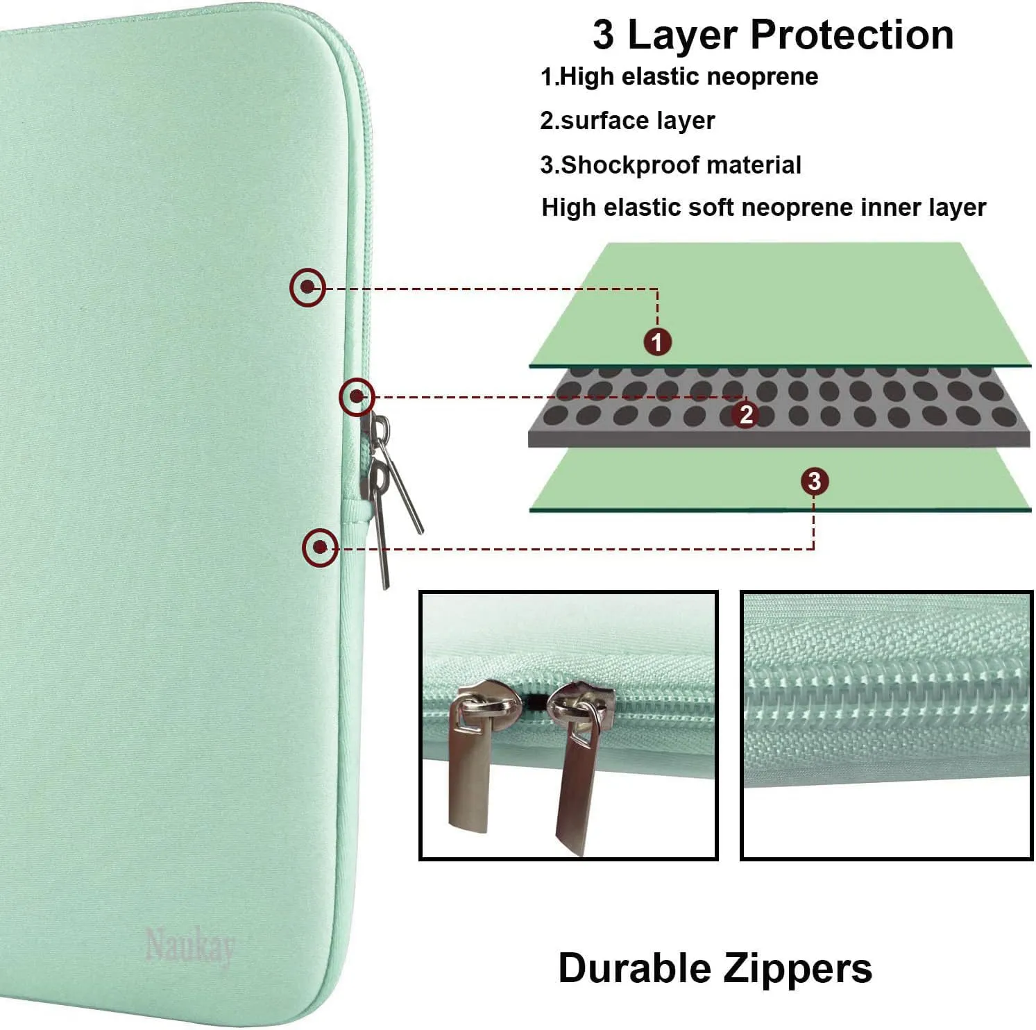 15.6 Inch Laptop Case, Resistant Neoprene Notebook Computer Pocket Case/Tablet Briefcase Carrying Bag Compatible for Asus Fujitsu HP Sony Toshiba - (LightBlue)