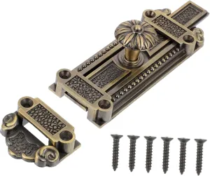 1Pc Zinc Alloy Vintage Door Bolt Latch Lock Retro Security Lock for Doors Windows Durable Design for Indoor Outdoor Use Decorative Slide Bolt for Enhanced