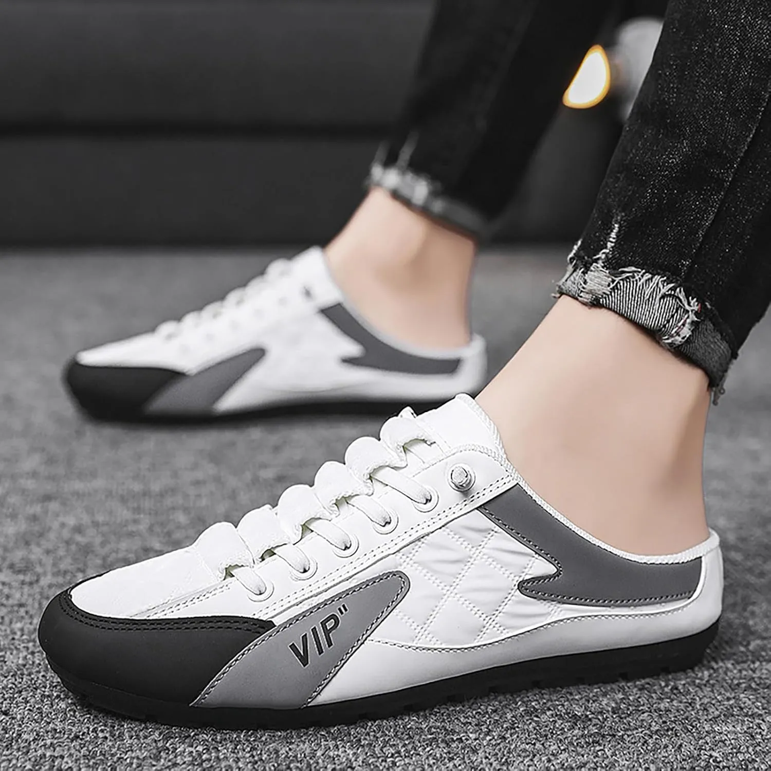 2023 Men's New Spring And Autumn Fisherman's Shoes Slip On Shoes Mens Suede Shoes Casual Cushion Mesh Trendy Slip on