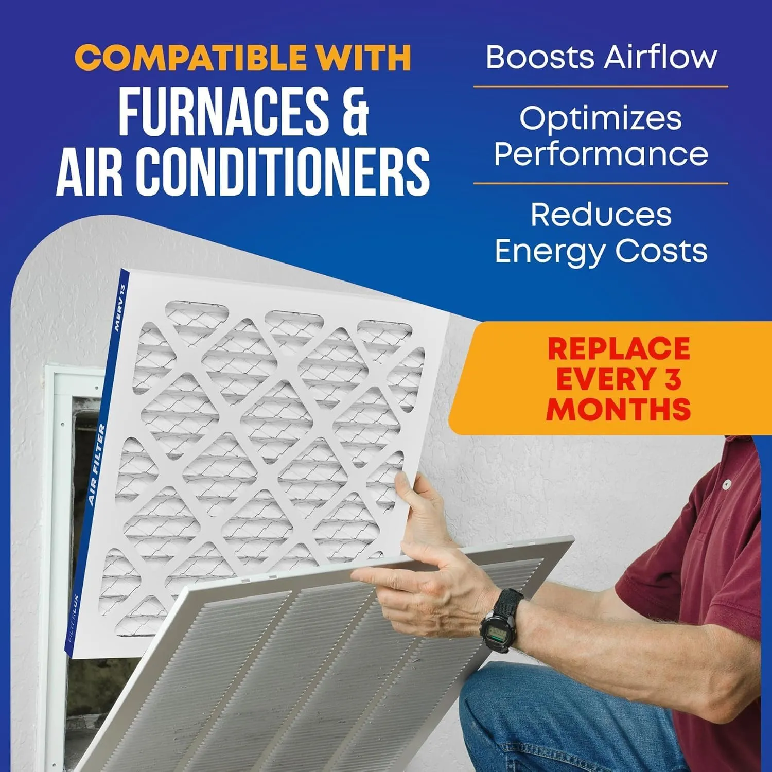 20x25x5 Air Filter MERV 13 Premium Defense (2-Pack), Pleated HVAC AC Furnace Air Filters for Honeywell FC100A1037, Lennox X6673, Carrier, (Actual19.88 x 24.75 x 4.38 Inches) MPR 1900 FPR 10