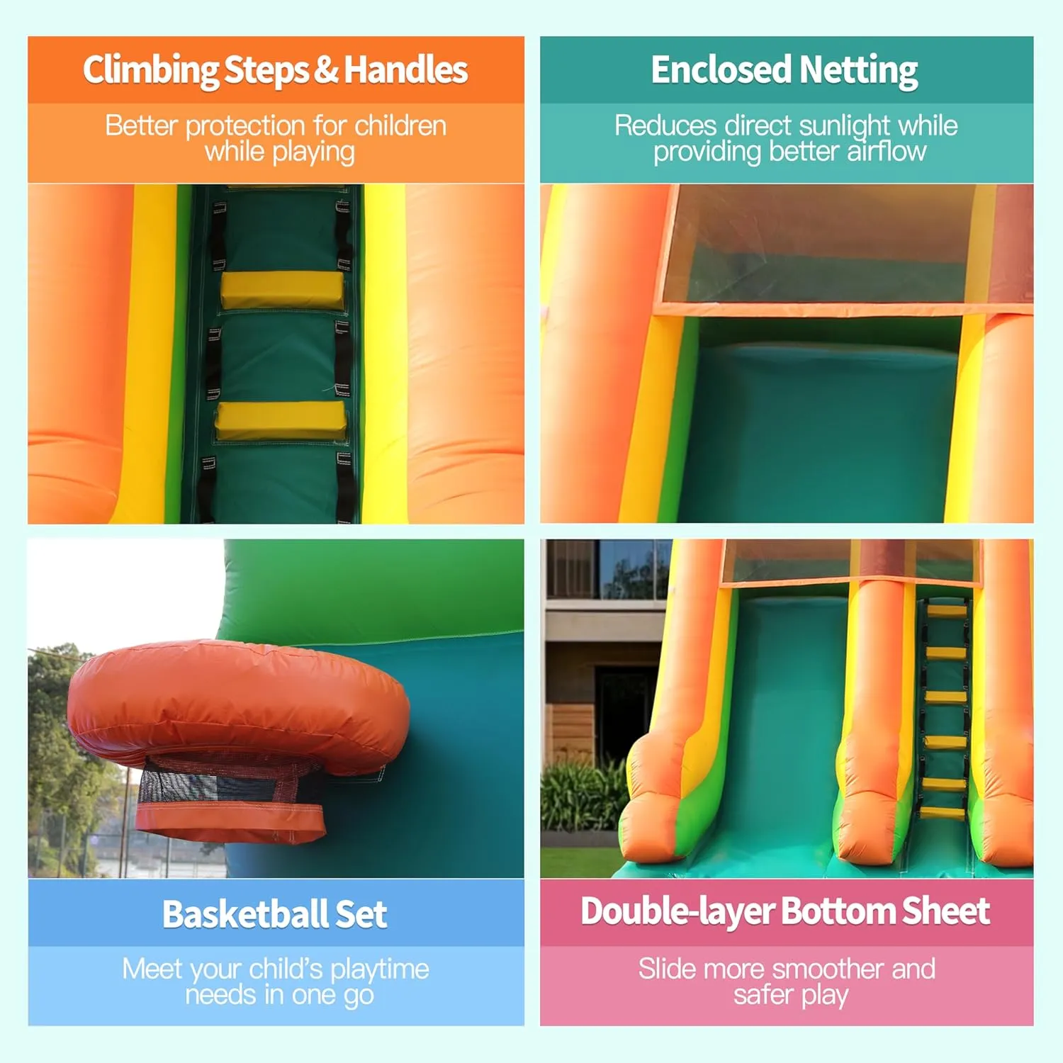 26.3FT Commercial Grade Inflatable Water Silde for Kids Adults, Heavy Duty PVC Water Bouncer House with Slide, Big Airtight Water Pool, Waterslide with 1100W Blower Outdoor (Green, 26.3FT)