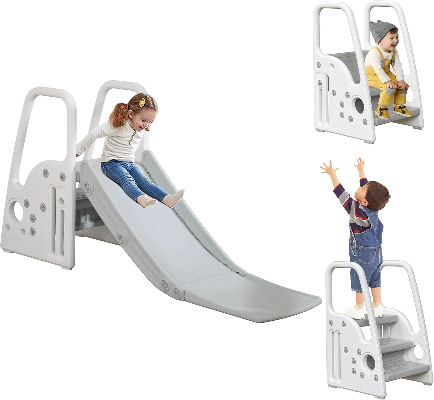 3 in 1 Toddler Slide Large Play Climber PlaySet with Extra Long Slipping Slope Indoor Slide Kids Slide Toddler Playground Toddler Slide Outdoor Toys for Toddlers (White)