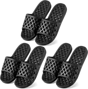 3 Pairs Shower Shoes for Women Quick Dry Non Slip Shower Slippers with Drain Holes for Indoor Outdoor Living Room
