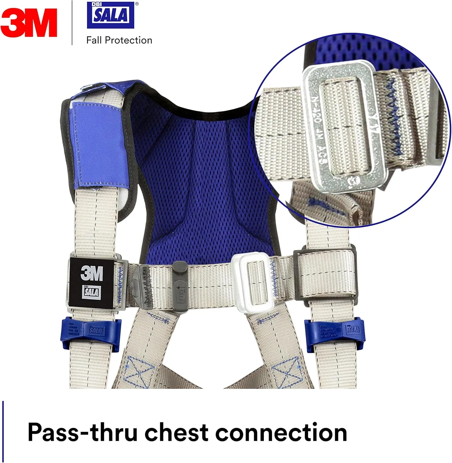 3M DBI-SALA ExoFit X100 Comfort Vest Safety Harness Fall Protection, OSHA, ANSI, General Purpose, 1 D-Ring, Tongue Buckle Leg Strap, Pass-through Chest Buckle, Zinc Plated Steel, 1401001, Medium