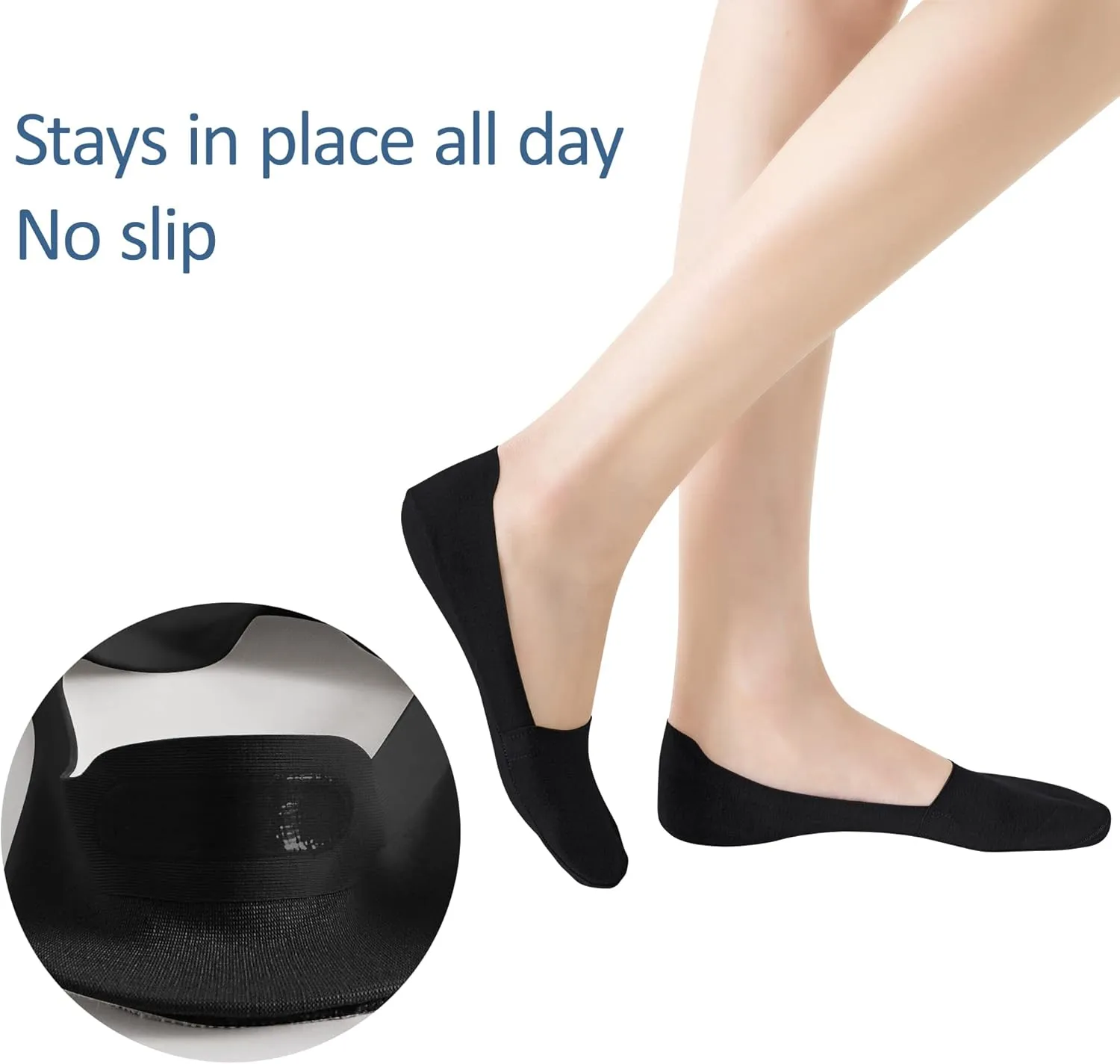 5/6 Pairs No Show Socks Womens Low Cut Liner Non Slip Invisible Hidden Socks for Womens Girls Flat Socks