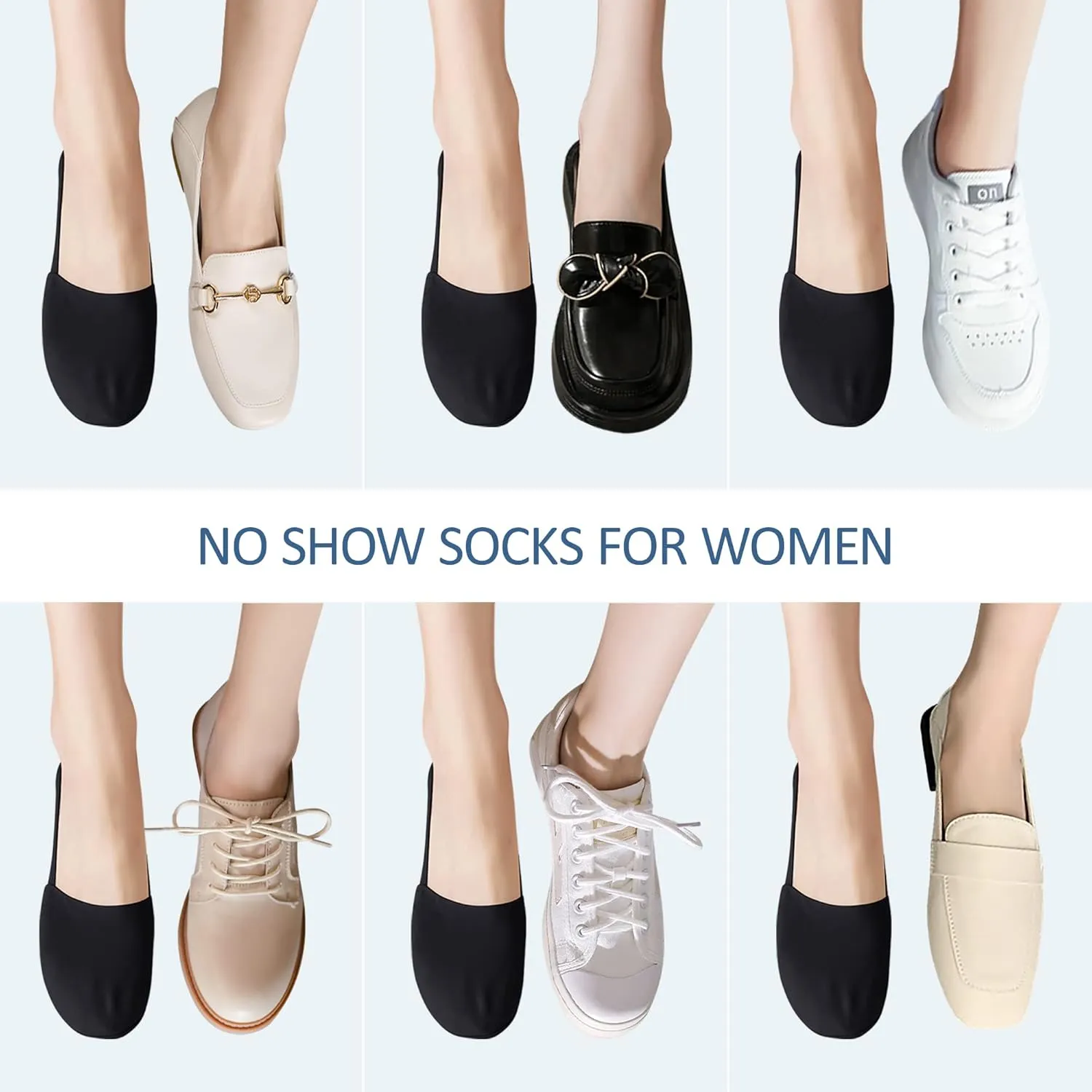 5/6 Pairs No Show Socks Womens Low Cut Liner Non Slip Invisible Hidden Socks for Womens Girls Flat Socks