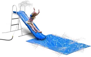 6' Water Wave Slide for Backyard Fun. Free Standing with Built in Adj. Water Sprinkler and Slide Tarp. 67" L x 46" W x 46" H, by XDP Recreation