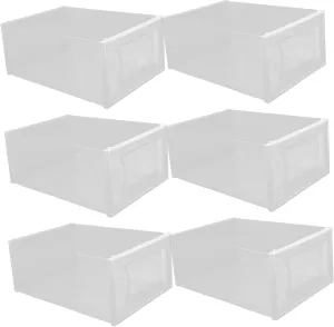 6pcs Shoe Storage Boxes White Frame Mesh Organizers PP Material for Closet