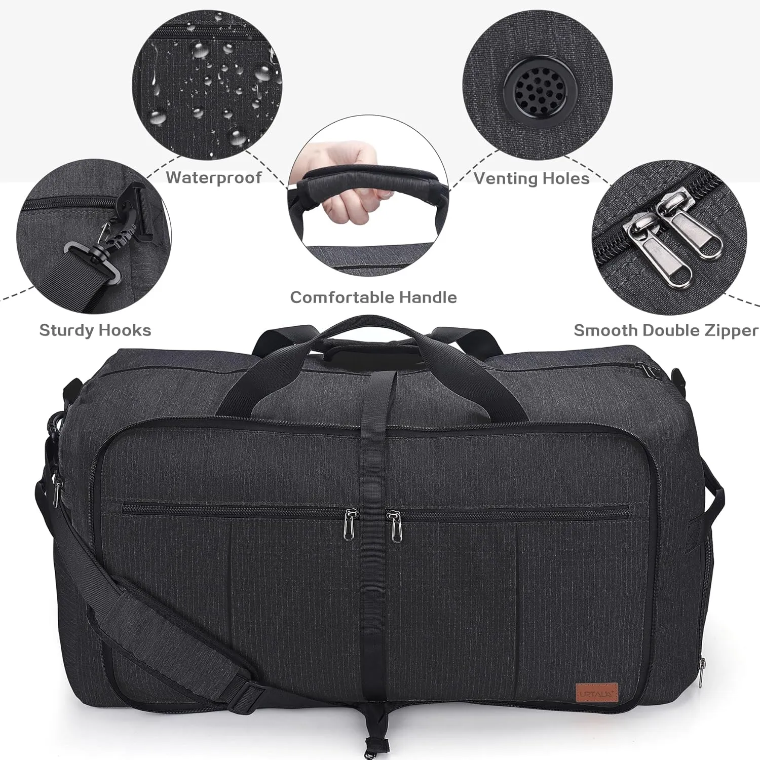 80L EXTRA LARGE Duffle Bag for Travel, 26" Foldable Travel Duffel Bag with Shoe Compartment for Men Women, Waterproof & Tear Resistant (Black, EXTRA LARGE, 80L)