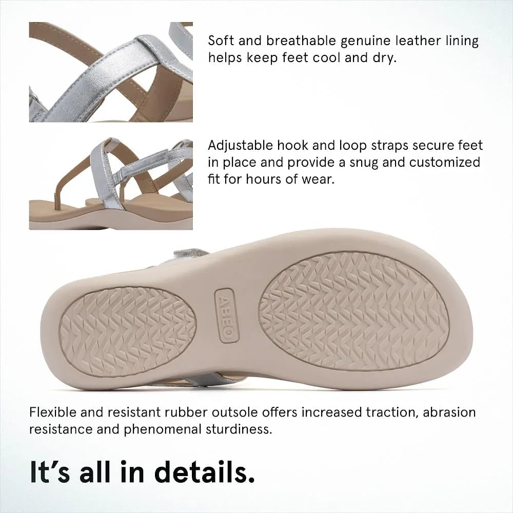 ABEO Oasis T-Strap Sandals For Women | Arch Support Sandals | Built-In Orthotic Insole | Plantar Fasciitis Pain Relief