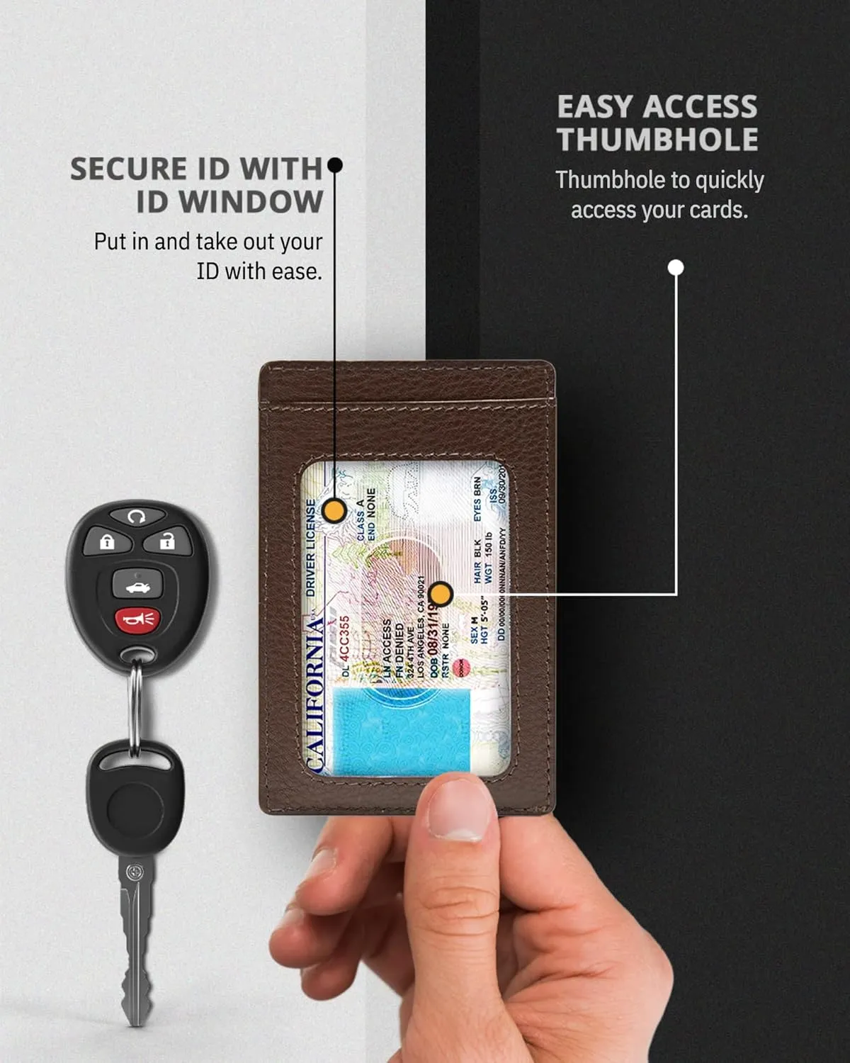 Access Denied Slim Minimalist Wallets For Men & Women - Leather Front Pocket Thin Mens Wallet RFID Credit Card Holder Gifts For Men