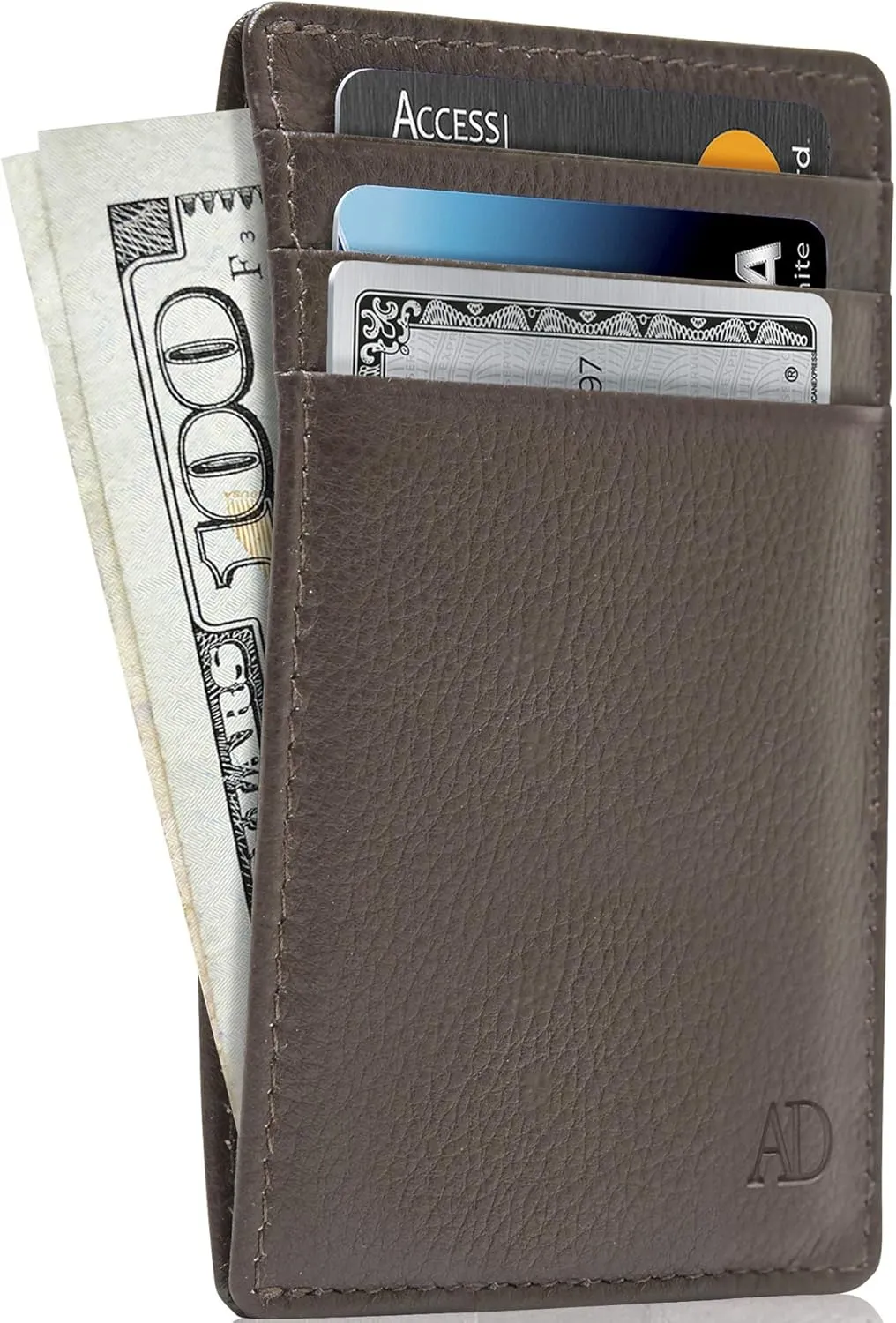 Access Denied Slim Minimalist Wallets For Men & Women - Leather Front Pocket Thin Mens Wallet RFID Credit Card Holder Gifts For Men