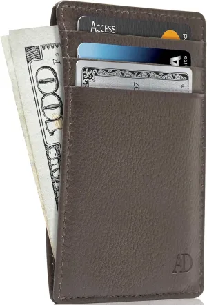 Access Denied Slim Minimalist Wallets For Men & Women - Leather Front Pocket Thin Mens Wallet RFID Credit Card Holder Gifts For Men