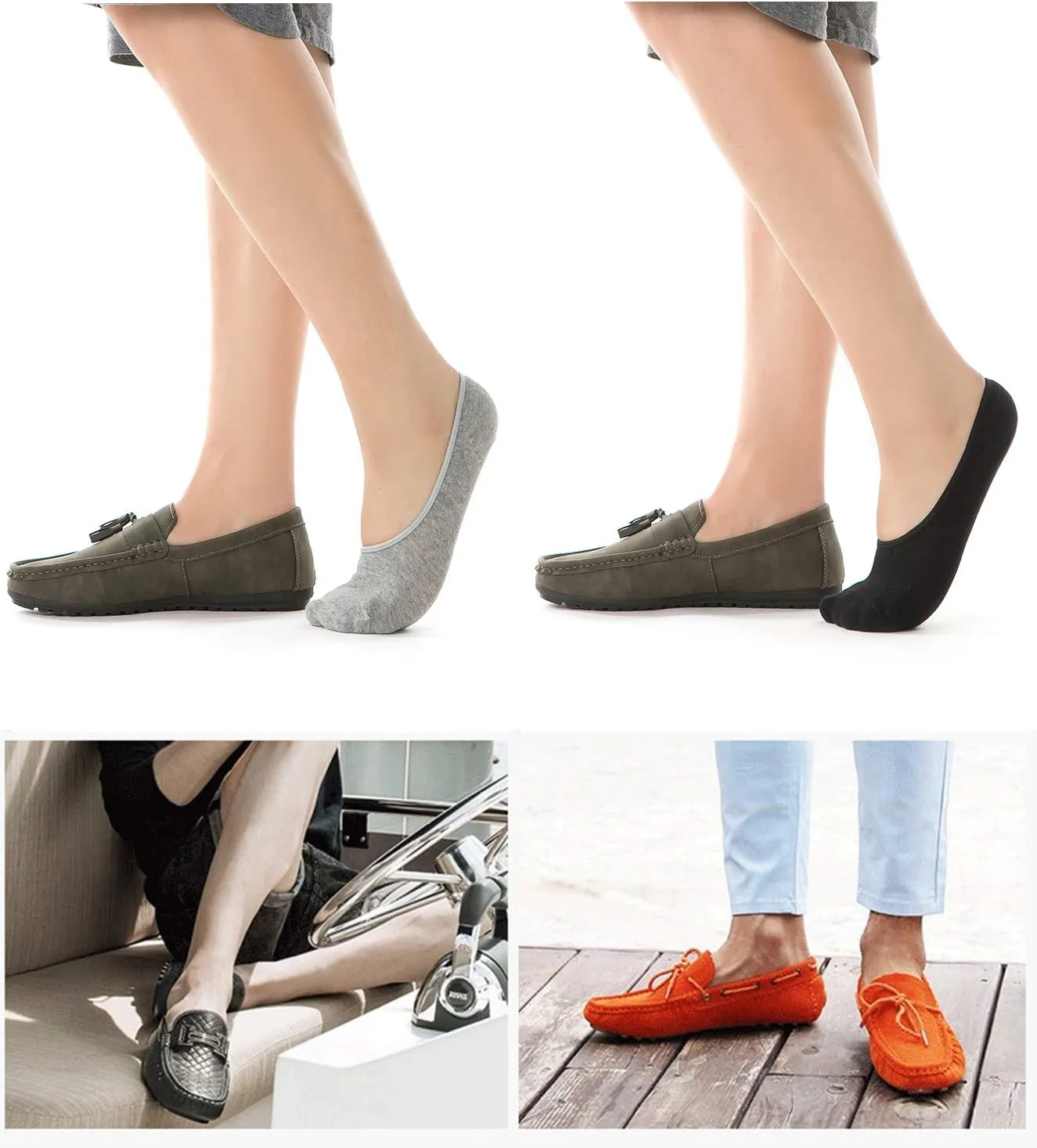 ADFOLF 9 Pack Mens No Show Socks Casual Low Cut Thin Loafers Non Slip Boat Liners