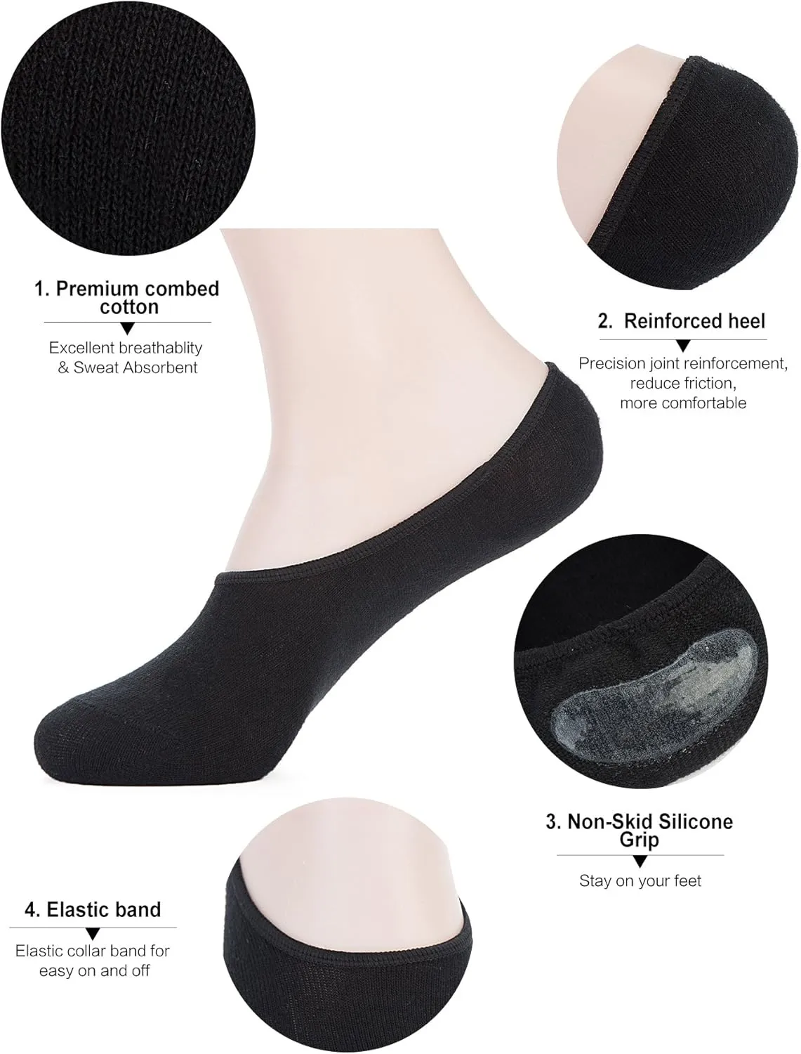 ADFOLF 9 Pack Mens No Show Socks Casual Low Cut Thin Loafers Non Slip Boat Liners