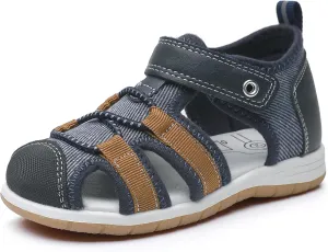 Ahannie Boys Girls Sandals for Toddler & Little Kids Closed Toe Summer Shoes with Hook Loop