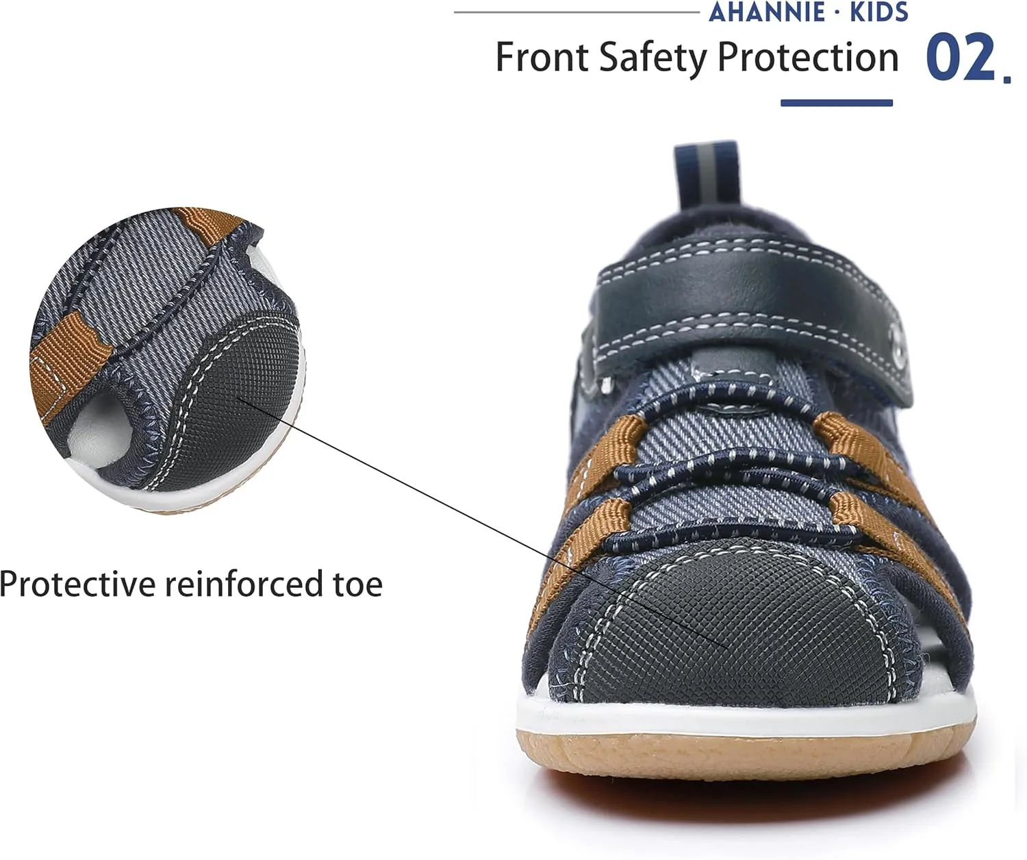 Ahannie Boys Girls Sandals for Toddler & Little Kids Closed Toe Summer Shoes with Hook Loop