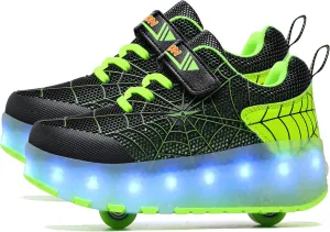 Aikuass USB Chargable LED Light Up Roller Shoes Wheeled Skate Sneaker Shoes for Boys Girls Kids