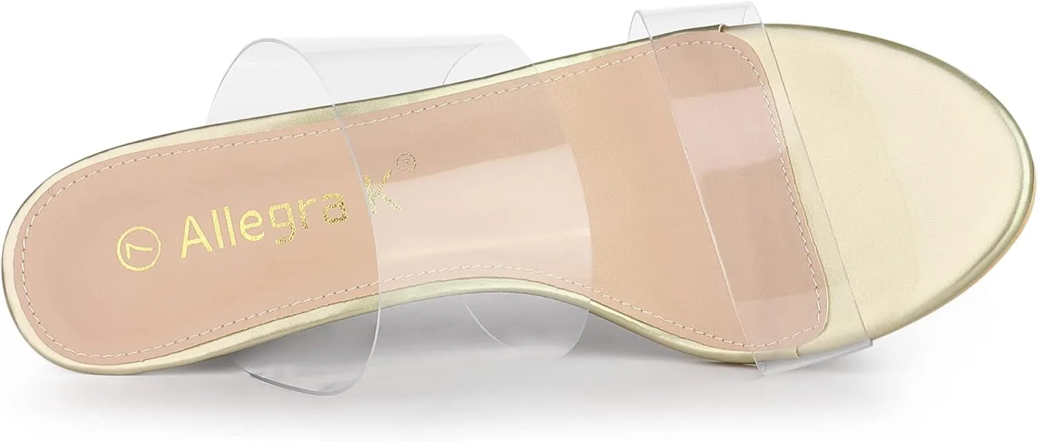 Allegra K Women's Clear Slide Stiletto Heel Clear Sandals