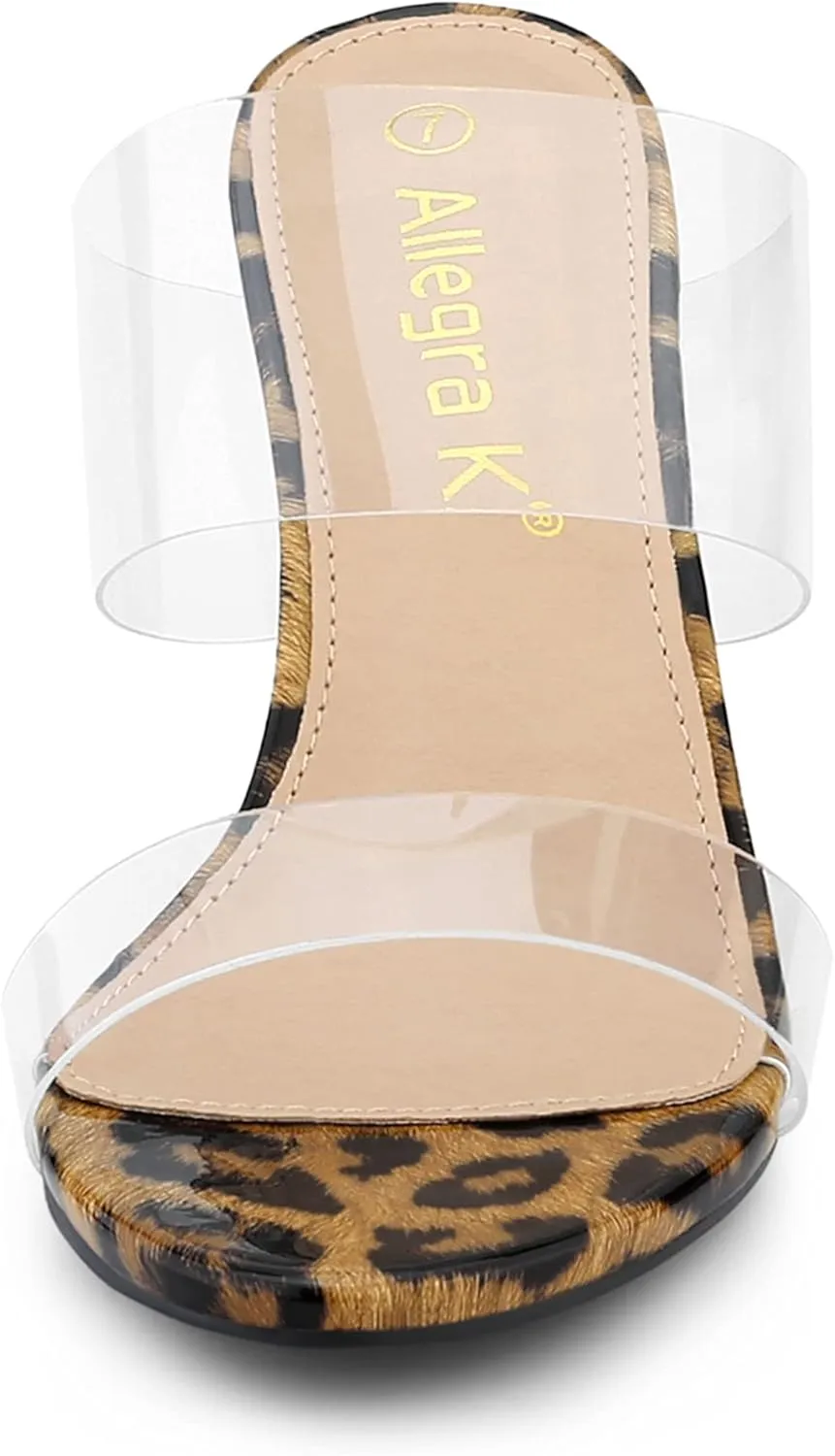 Allegra K Women's Clear Slide Stiletto Heel Clear Sandals