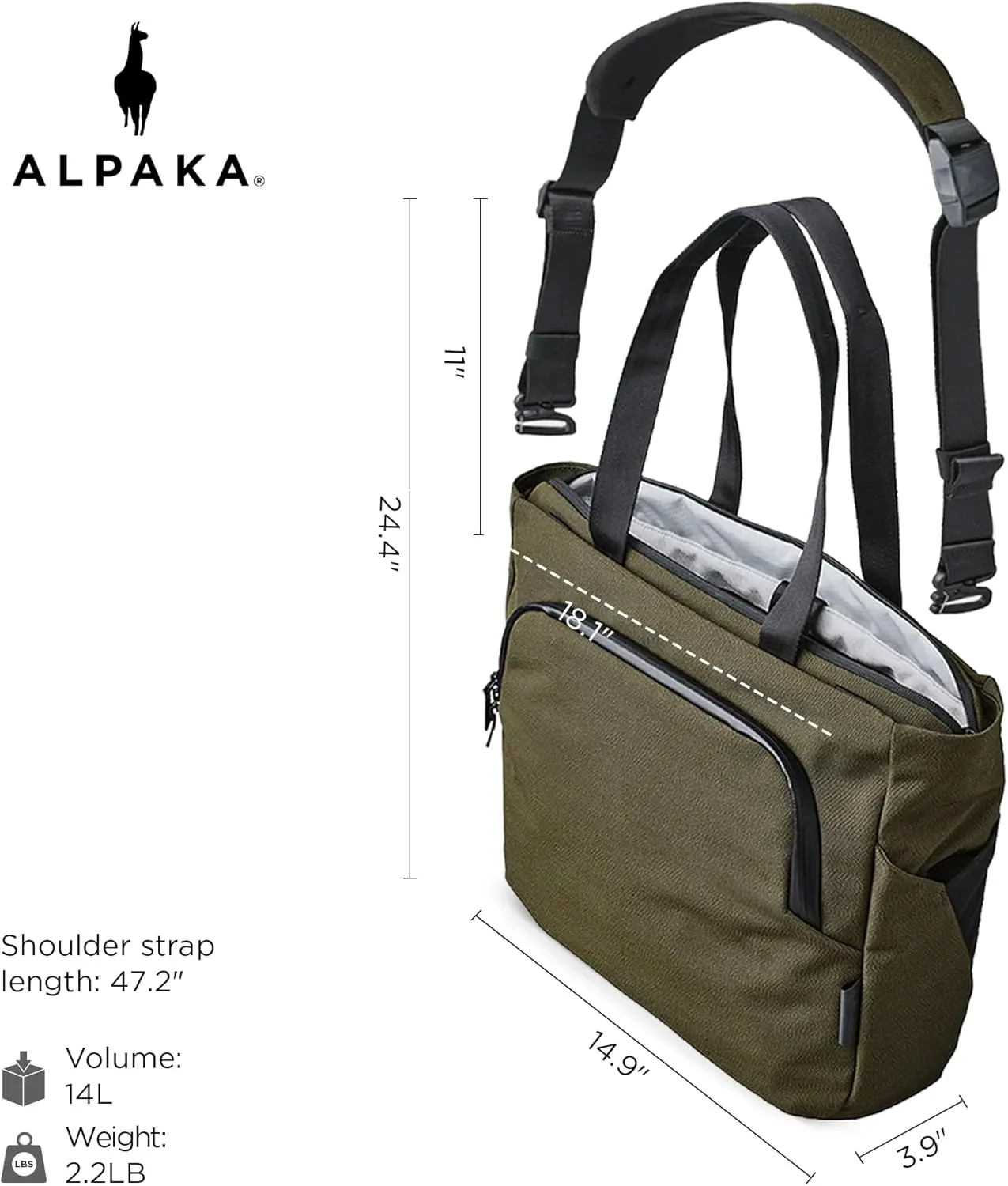 ALPAKA Bravo Tote Bag for 16 Inch MacBook Pro – Weatherproof 16 Inch Laptop Briefcase for Men & Women, Work Travel Tote