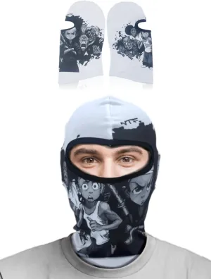 Anime Ski Mask with Design - Black Balaclava Summer and Winter Masks for Men Women, Face Cover Windproof UV Protection, WH