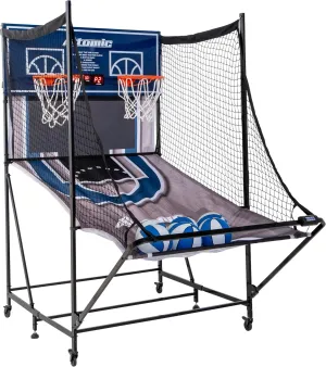 Atomic Titan XXL Shootout - Extra Wide Play Area - 15" Double Rims - Easy Slide-N-Store - Includes 6 Large Basketballs with XL Air Pump, Leg Levelers, and Netting.