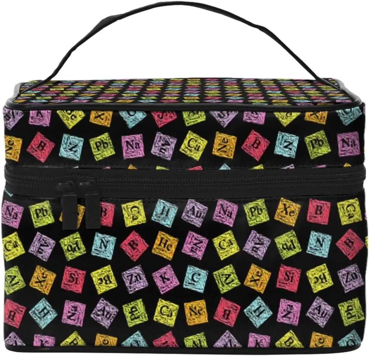 Augenstern Cosmetic Bag Organizer Chemistry Turvy Periodic Funny Travel Makeup Case Toiletry Bag With Handle