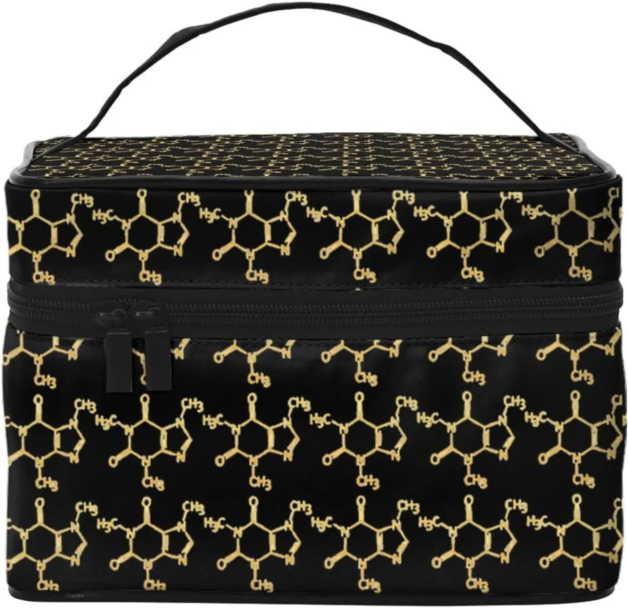 Augenstern Cosmetic Bag Organizer Funny Caffeine Molecule Chemistry Travel Makeup Case Toiletry Bag With Handle