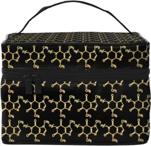 Augenstern Cosmetic Bag Organizer Funny Caffeine Molecule Chemistry Travel Makeup Case Toiletry Bag With Handle
