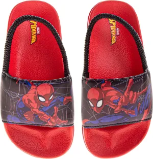Avengers Slide Open Toe - Boys Superhero Sandals SlipOn Slides - Captain America Thor Hulk IronMan SpiderMan (sizes: 5-10 toddler / 11-12 little kid)