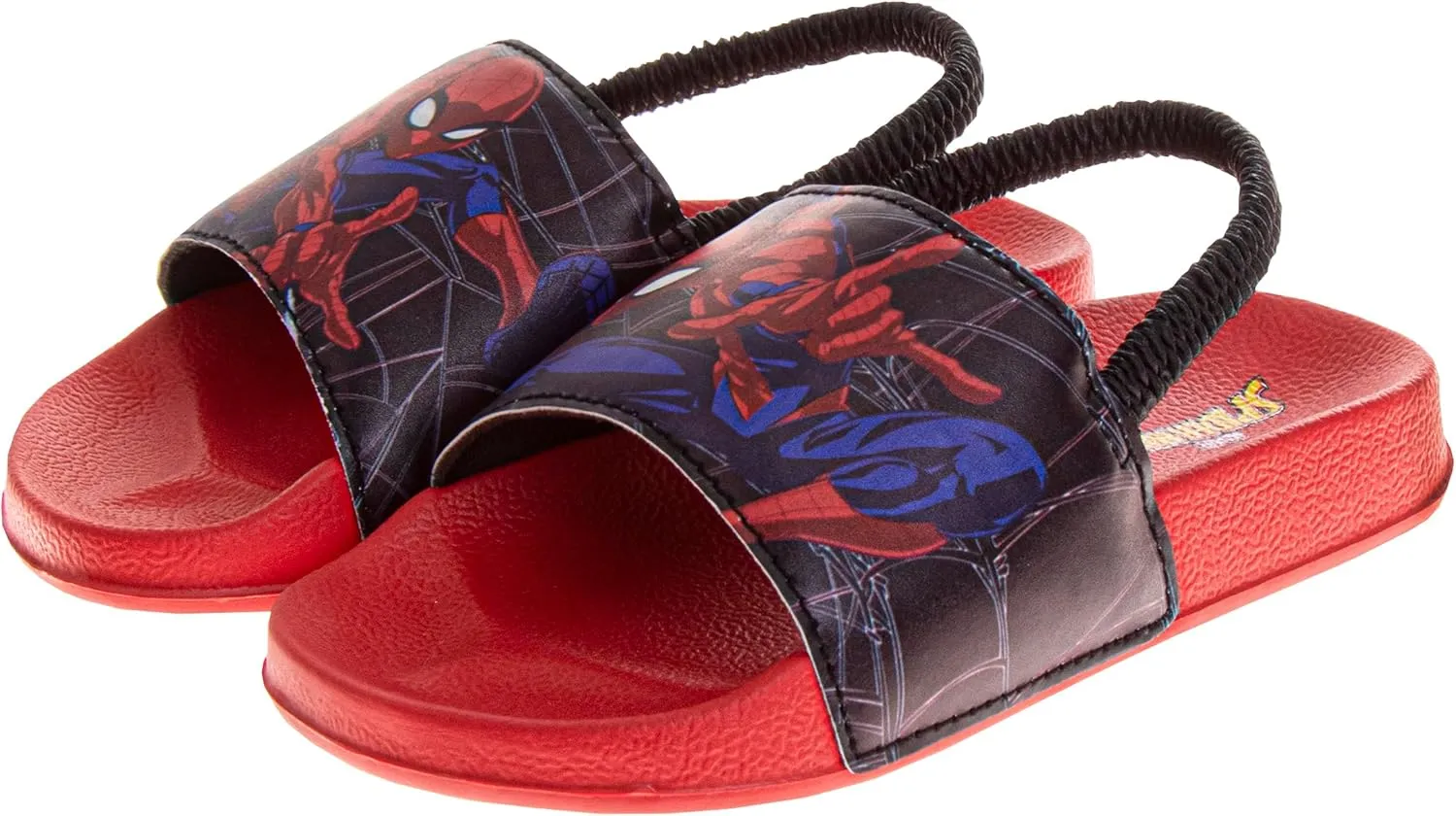 Avengers Slide Open Toe - Boys Superhero Sandals SlipOn Slides - Captain America Thor Hulk IronMan SpiderMan (sizes: 5-10 toddler / 11-12 little kid)