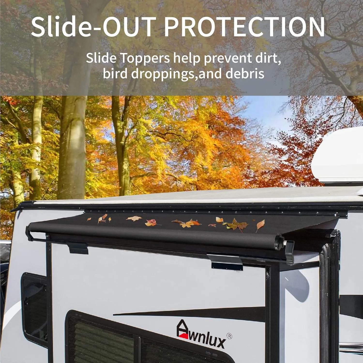 Awnlux Black Modular Slide Topper Awning Slide Out Protection for RVs, Travel Trailers, 5th Wheels, and Motorhomes -6'6" (6'1" Fabric)