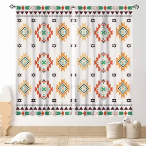 Aztec Curtains, Boho Southwestern Natvie Tribal American Ethnic Western Abstract Geometric Vintage Retro Window Drapery for Bedroom Living Room Kitchen Bathroom 2 Panels, 42"x45" Inch