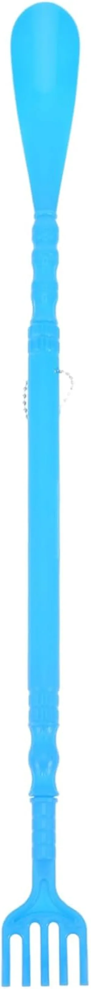 Back Scratcher Shoe Horn, Two-in-one Shoe Lifter Tool Plastic Backscratcher Long Handle Self-Therapeutic Body Relaxation Massager for Itchy Stress Blue