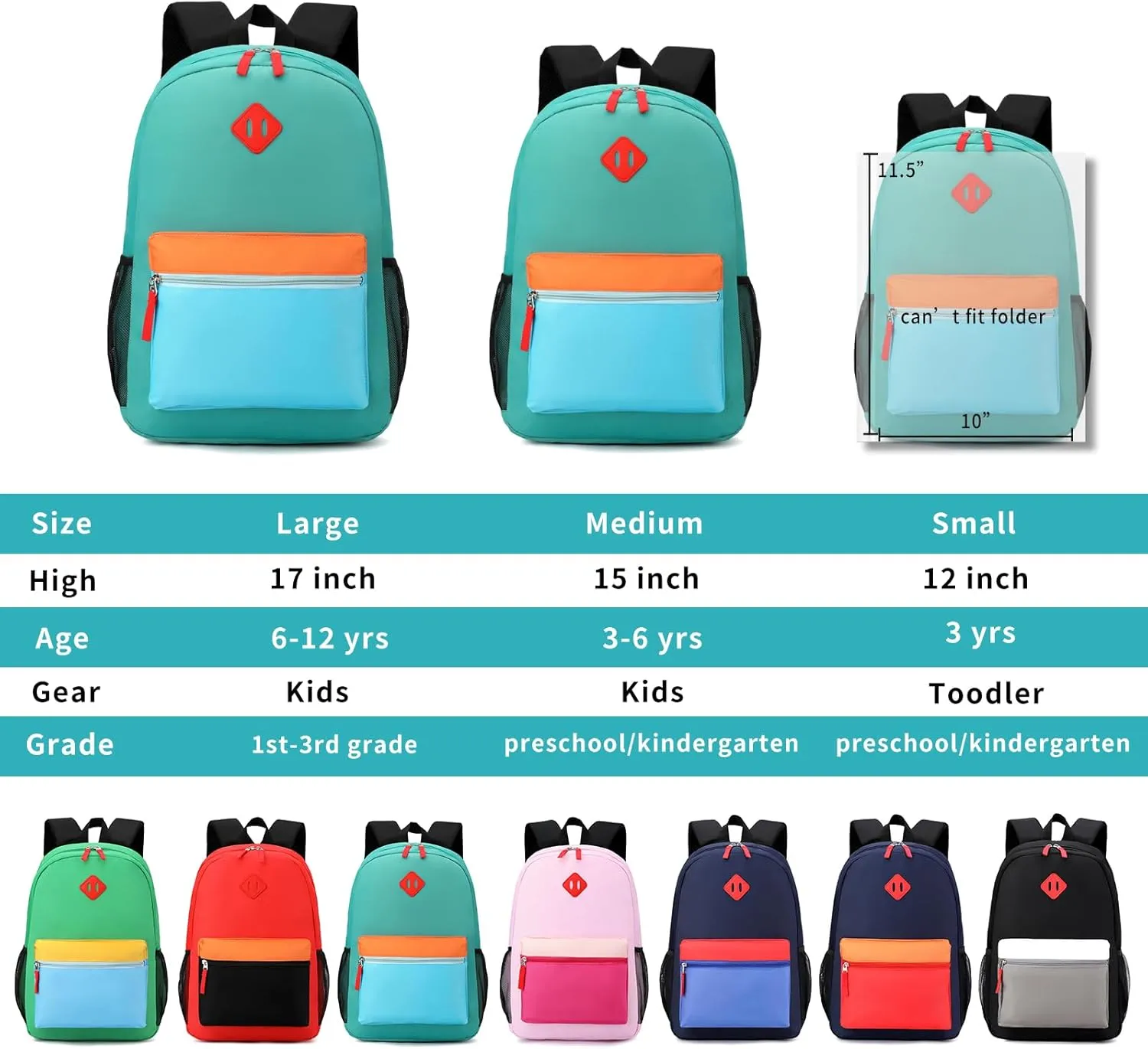 Backpack Set for Girls Boy Kids Backpack with Lunch Box for Elementary Primary Kindergarten School Bag (Dark Blue, Large)