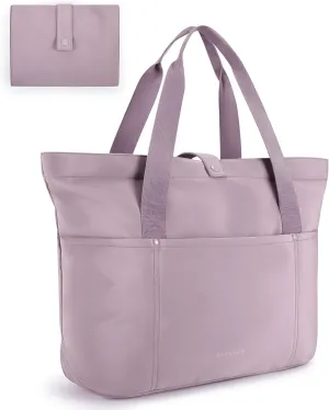 BAGSMART Tote Bag for Women, Foldable Tote Bag With Zipper Travel Large Shoulder Bag Handbag for Work-16.5''l X 6''wx 14''h