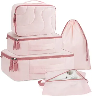 BAGSMART Wet Dry Bags 5 Pack, Travel Bags Reusable for Swimsuits, Baby Cloth Diapers, Beach, Pool, Ultra-Light Travel Packing Cubes for Women, Light Pink