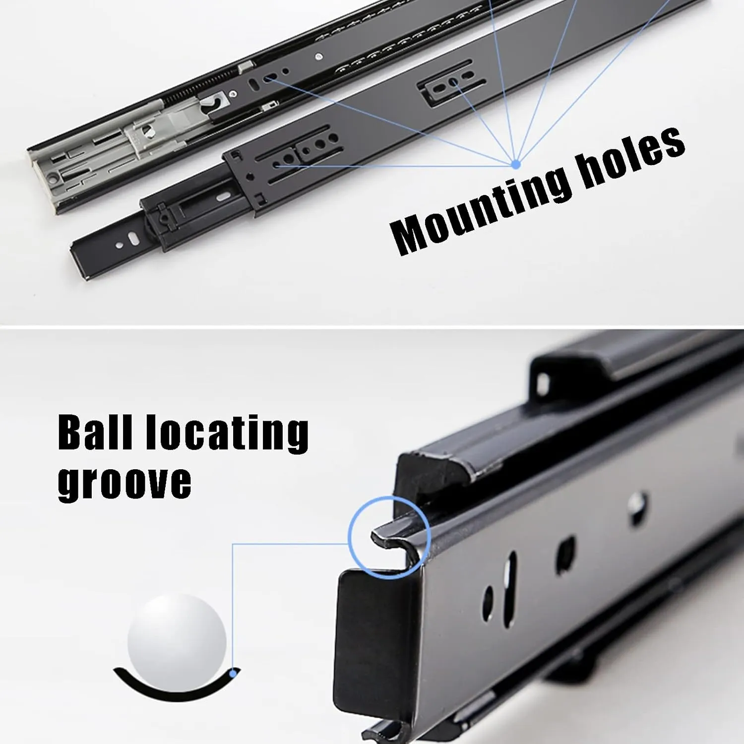 Ball bearing drawer slides , full extension sliding rail, three buffer static tracks, anticorrosive and rust, abrasion and stable, study, kitchen, wardrobe orbit, load -bearing 30kg ( Size : 55cm )