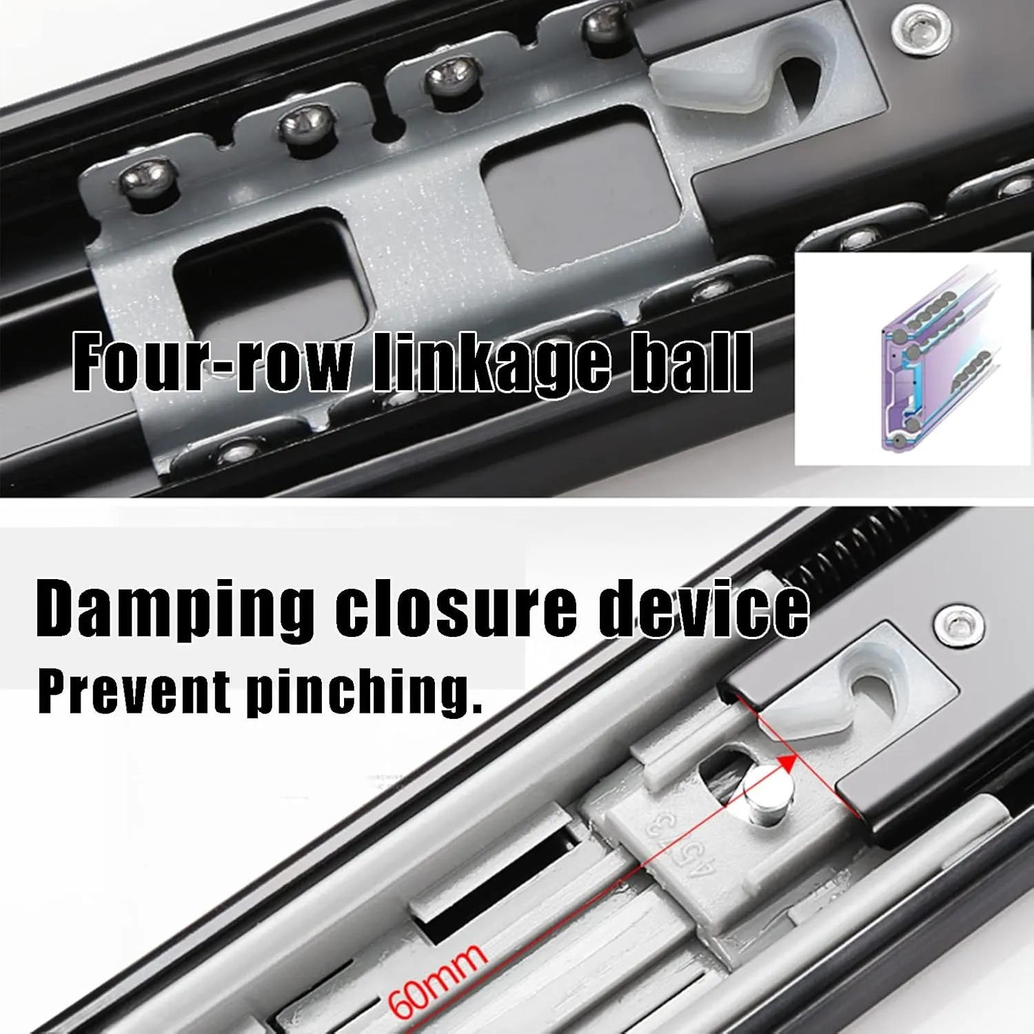 Ball bearing drawer slides , full extension sliding rail, three buffer static tracks, anticorrosive and rust, abrasion and stable, study, kitchen, wardrobe orbit, load -bearing 30kg ( Size : 55cm )