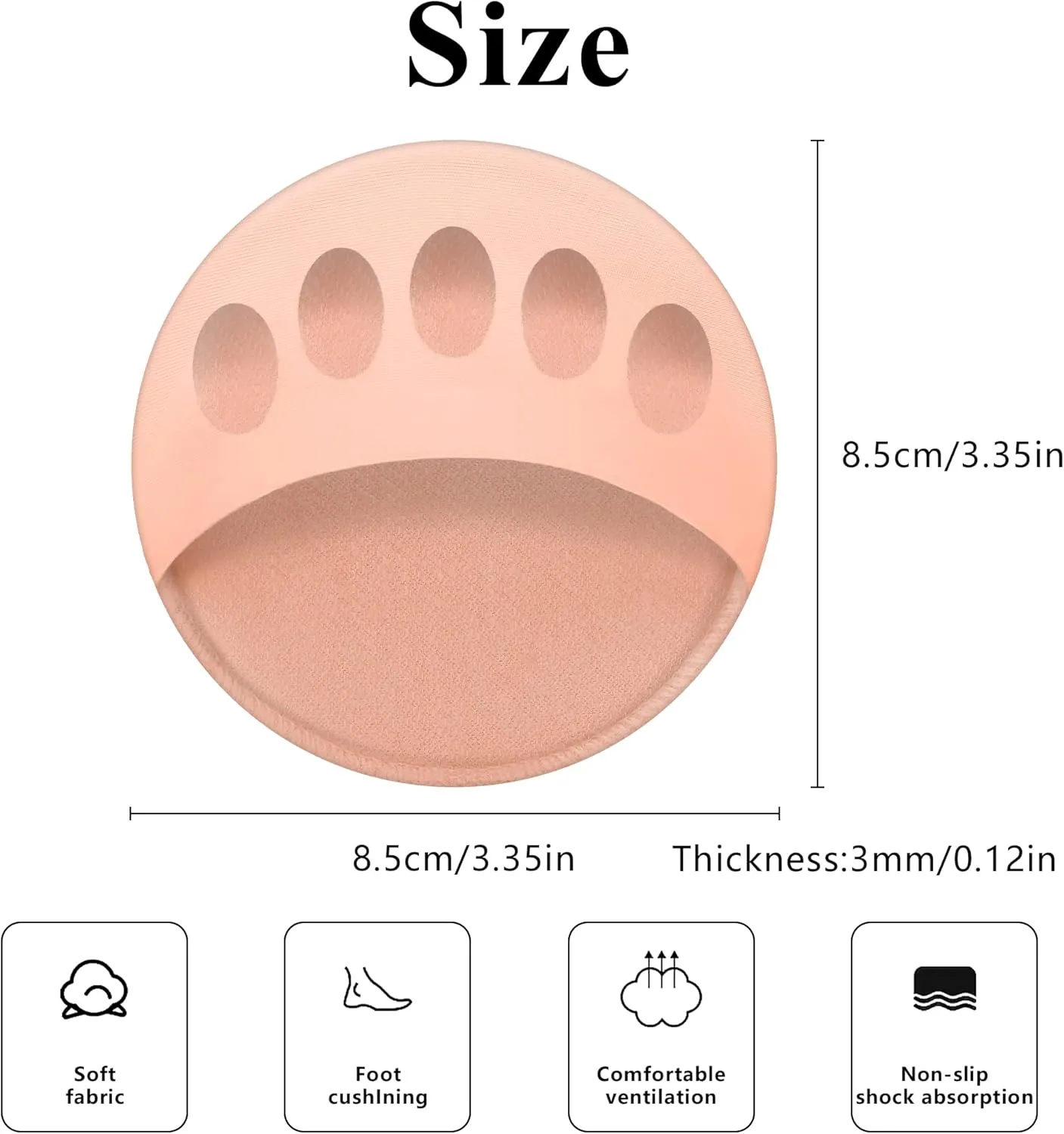 Ball of Foot Cushions Honeycomb Fabric Metatarsal Pads Invisible Socks Pads for Women and Men Reusable Forefoot Pads (5 Pairs-Beige /5 Pairs-Black)