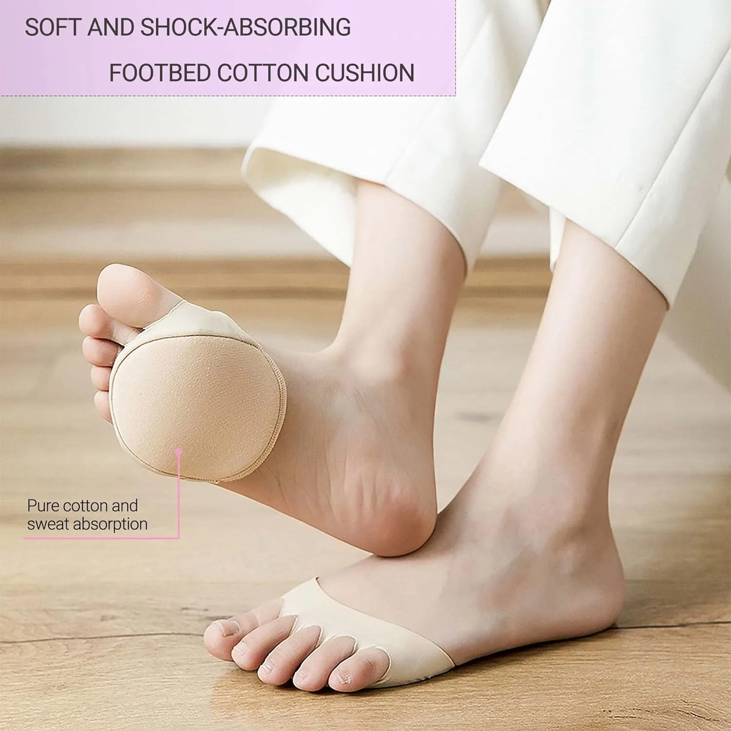 Ball of Foot Cushions Honeycomb Fabric Metatarsal Pads Invisible Socks Pads for Women and Men Reusable Forefoot Pads (5 Pairs-Beige /5 Pairs-Black)