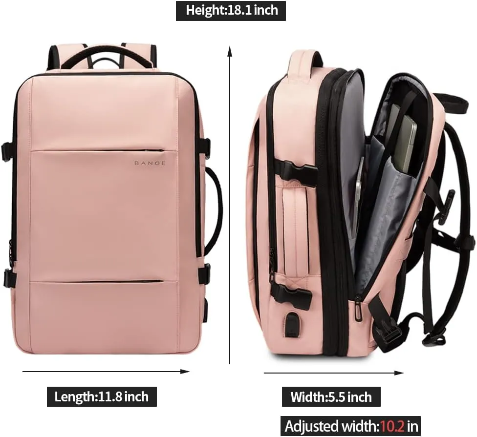 BANGE 35L Travel Backpack for Women, Carry On Backpack with USB Charging Port,17.3 Inch Laptop Backpack Flight Approved, College School Bag Casual Daypack for Weekender Business Hiking…