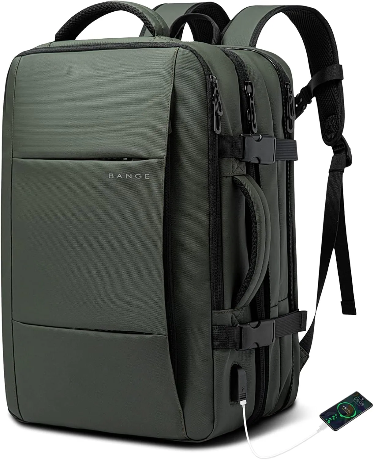 BANGE Carry-on Backpack, 45L Expandable Travel Backpacks,Weekend Backpack Briefcase,Waterproof Laptop Backpack Fits For 17.3” Laptop