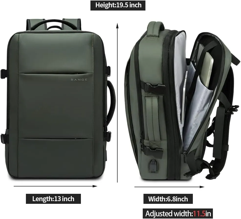 BANGE Carry-on Backpack, 45L Expandable Travel Backpacks,Weekend Backpack Briefcase,Waterproof Laptop Backpack Fits For 17.3” Laptop