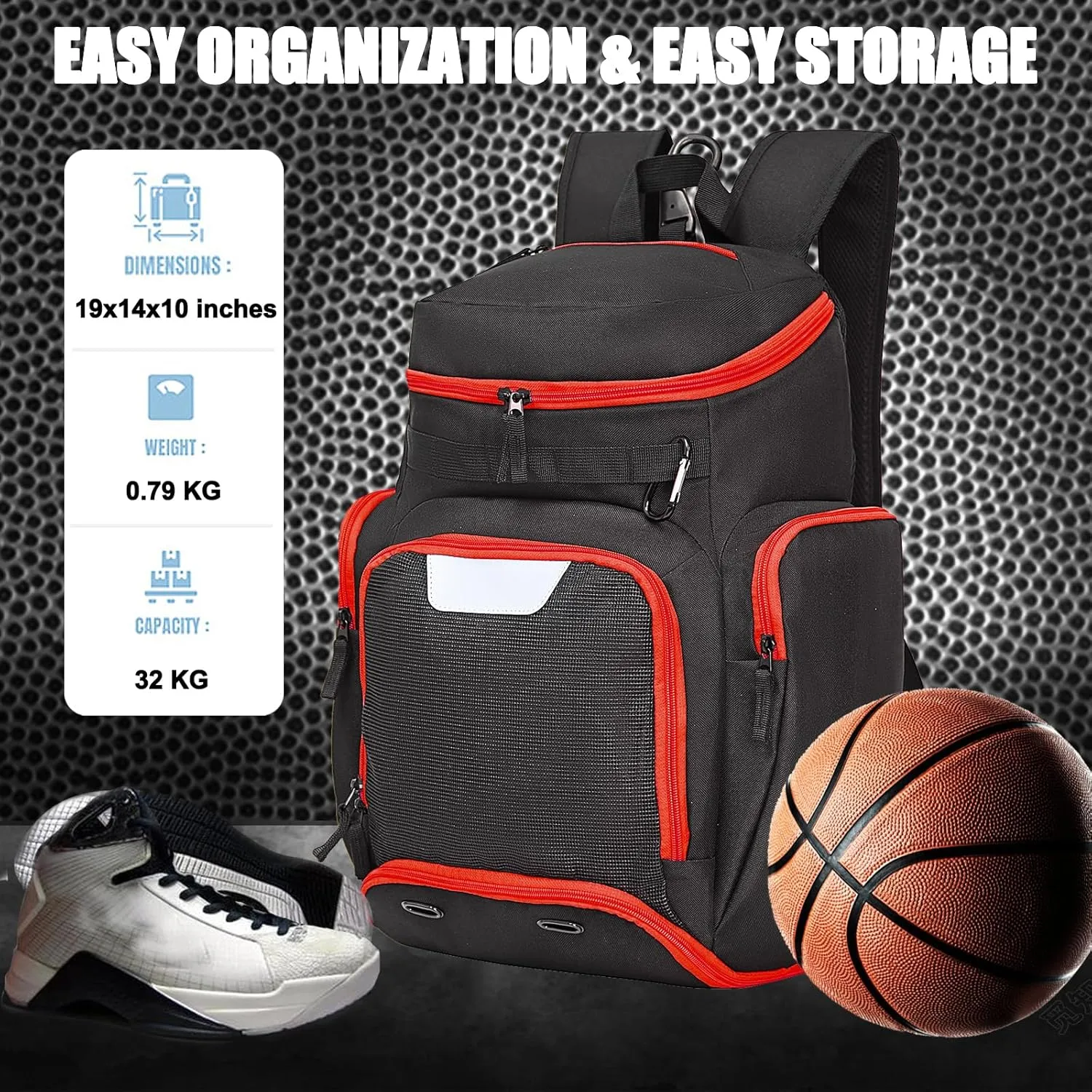 Basketball Backpack Large Sports Bag, Gym Bag with Ball Compartment and Shoe Compartment to Store Sports Shoes Water Bottles Laptops and Daily Necessities, Widely Used in Basketball, Soccer