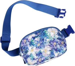 Belt Bag Waist Fanny Pack Crossbody Bags Cute Small Travel Essential Birthday Christmas Gift for Women Trendy Teen Girl Kids Daughter Sister Her Preppy Girly Stuff, Blue Flowers