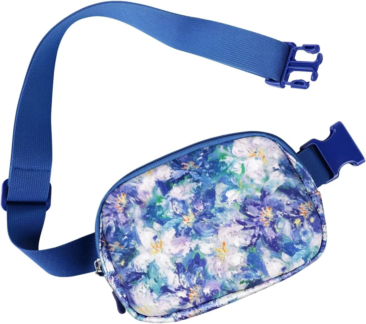 Belt Bag Waist Fanny Pack Crossbody Bags Cute Small Travel Essential Birthday Christmas Gift for Women Trendy Teen Girl Kids Daughter Sister Her Preppy Girly Stuff, Blue Flowers